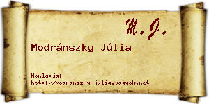Modránszky Júlia névjegykártya